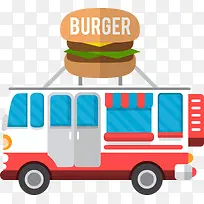 扁平化矢量汉堡包食物车-空若网 扁平化矢量汉堡包食物车-空若网