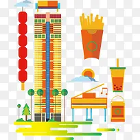 扁平化彩色城市-空若网 扁平化彩色城市-空若网