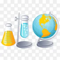 矢量试管烧杯地球仪素材-空若网 矢量试管烧杯地球仪素材-空若网