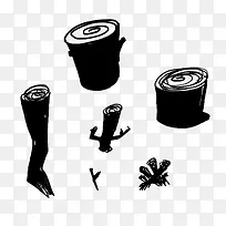 手绘树枝树桩素材-空若网 手绘树枝树桩素材-空若网