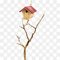 ��֦�ϵ����� ľ������ png�ز�-������