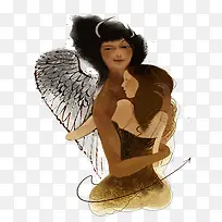 简约水彩母子插画-空若网 简约水彩母子插画-空若网