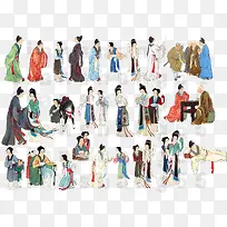 手绘众多古代人物-空若网 手绘众多古代人物-空若网