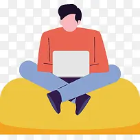 坐着看笔记本电脑的人-空若网 坐着看笔记本电脑的人-空若网