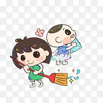 扫地的女孩,擦玻璃的男孩-空若网 扫地的女孩,擦玻璃的男孩-空若网