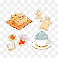 手绘糕点和杯子-空若网 手绘糕点和杯子-空若网