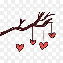 手绘 水彩画 情侣 心形 树枝-空若网 手绘 水彩画 情侣 心形 树枝-空若网