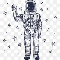 手绘素描卡通宇航员-空若网 手绘素描卡通宇航员-空若网