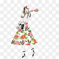 时尚碎花裙子女孩-空若网 时尚碎花裙子女孩-空若网