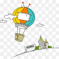 矢量插画简笔画热气球-空若网 矢量插画简笔画热气球-空若网