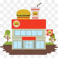 手绘扁平化汉堡店-空若网 手绘扁平化汉堡店-空若网