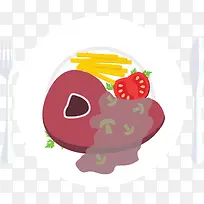 矢量扁平牛排餐具-空若网 矢量扁平牛排餐具-空若网