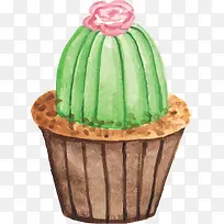 开花的手绘仙人球盆栽-空若网 开花的手绘仙人球盆栽-空若网