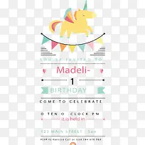 黄色天马生日派对海报-空若网 黄色天马生日派对海报-空若网