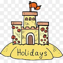 矢量手绘沙堆城堡素材-空若网 矢量手绘沙堆城堡素材-空若网