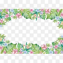 水彩芭蕉叶花朵边框-空若网 水彩芭蕉叶花朵边框-空若网