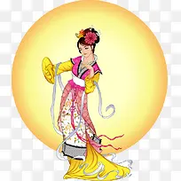 七夕中秋嫦娥矢量素材-空若网 七夕中秋嫦娥矢量素材-空若网