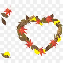 手绘枫叶爱心装饰树叶-空若网 手绘枫叶爱心装饰树叶-空若网