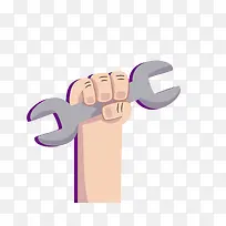 矢量卡通简洁扁平化手握扳手-空若网 矢量卡通简洁扁平化手握扳手-空若网