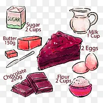 彩绘朱古力蛋糕食谱矢量素材-空若网 彩绘朱古力蛋糕食谱矢量素材-空若网