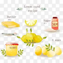 水彩绘柠檬酱食谱矢量素材-空若网 水彩绘柠檬酱食谱矢量素材-空若网