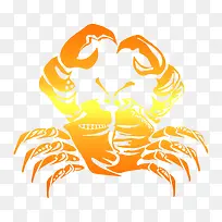 卡通线条橙色螃蟹-空若网 卡通线条橙色螃蟹-空若网