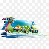 多彩复古龙舟-空若网 多彩复古龙舟-空若网