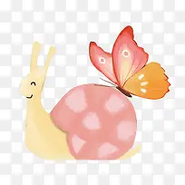 手绘蜗牛蝴蝶元素-空若网 手绘蜗牛蝴蝶元素-空若网