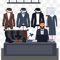 卡通时尚男装品牌店插画设计-空若网 卡通时尚男装品牌店插画设计-空若网