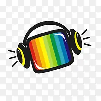 耳机电视音乐七彩图标-空若网 耳机电视音乐七彩图标-空若网