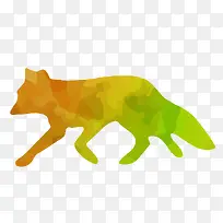 彩色野生狐狸剪影矢量素材-空若网 彩色野生狐狸剪影矢量素材-空若网