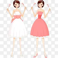 可爱手绘伴娘服美女-空若网 可爱手绘伴娘服美女-空若网