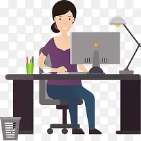 一个正在用电脑办公的女士-空若网 一个正在用电脑办公的女士-空若网