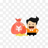 扁平化人物和钱袋-空若网 扁平化人物和钱袋-空若网