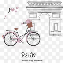 浪漫巴黎单车插画-空若网 浪漫巴黎单车插画-空若网