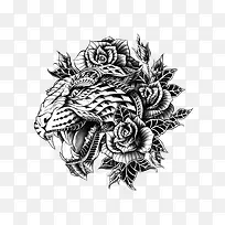 黑白花纹豹子插画-空若网 黑白花纹豹子插画-空若网