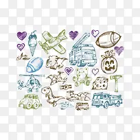 手绘卡车飞机恐龙南瓜大集合-空若网 手绘卡车飞机恐龙南瓜大集合-空若网