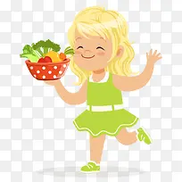 手绘女孩拿着一盆蔬菜-空若网 手绘女孩拿着一盆蔬菜-空若网