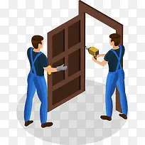 正在安装门的工人图-空若网 正在安装门的工人图-空若网