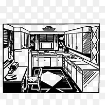 厨房简笔线条图-空若网 厨房简笔线条图-空若网