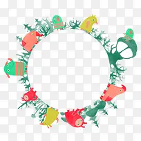 绿色简约草圈动物边框纹理-空若网 绿色简约草圈动物边框纹理-空若网