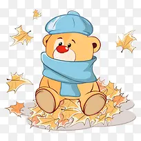坐在树叶上的卡通熊-空若网 坐在树叶上的卡通熊-空若网