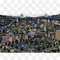 大都市手绘装饰画-空若网 大都市手绘装饰画-空若网