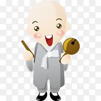 小和尚师父卡通矢量-空若网 小和尚师父卡通矢量-空若网