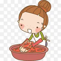 正在盆里洗东西的小女孩-空若网 正在盆里洗东西的小女孩-空若网