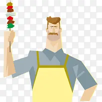 矢量夏日烤串人物插画-空若网 矢量夏日烤串人物插画-空若网