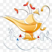 矢量奇幻插画阿拉神灯-空若网 矢量奇幻插画阿拉神灯-空若网