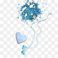 创意合成蓝色的石头爱心-空若网 创意合成蓝色的石头爱心-空若网