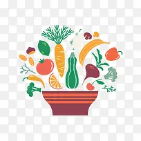矢量碗和各种蔬菜-空若网 矢量碗和各种蔬菜-空若网
