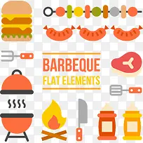 扁平化烧烤烤肉小元素-空若网 扁平化烧烤烤肉小元素-空若网